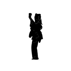 silhouette of a martial arts move with a transparent background