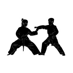 silhouette of a martial arts move with a transparent background
