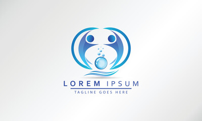 Naklejka premium Water drop Logo design vector template. Natural Mineral Aqua icon.