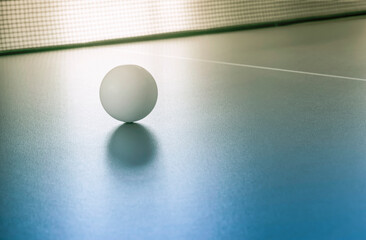 Ball for playing table tennis close-up.