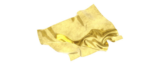 Flying gold cloth isolated on white background 3D render