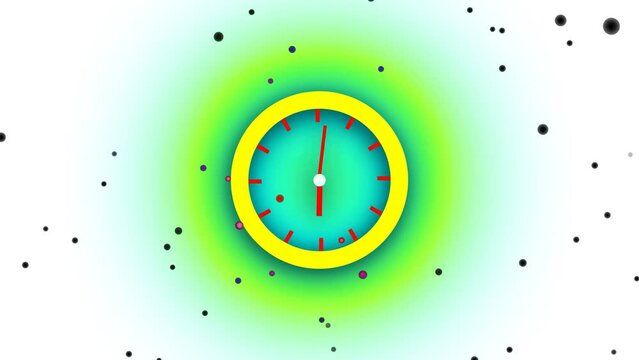  abstract glowing colorful circle real time digital analog clock animated with technology white background