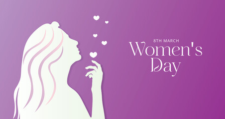 international womens day  greeting card with women face