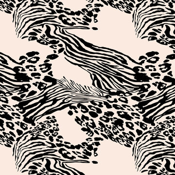 Leopard and zebra texture, animal pattern.