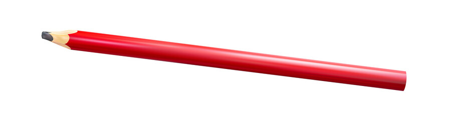 Construction or carpenter a sharpened pencil red pencil. Realistic tool isolated. Supplies, stationery. Png