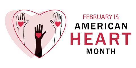 American Heart Month, concept. Horizontal template. Vector illustration.