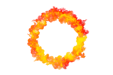 circle frame orange flame isolated on transparent background PNG file