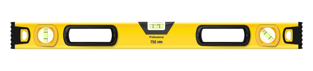 Bubble tool, realistic yellow construction level isolated. Ruler building and engineering equipment. png