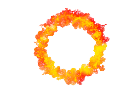 circle frame orange flame isolated on transparent background PNG file