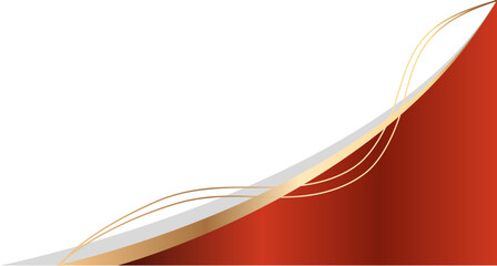 Red curved gradient gold border header and footer