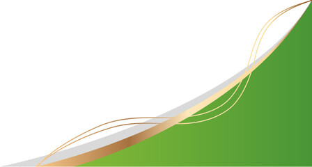 Green curved gradient gold border header and footer