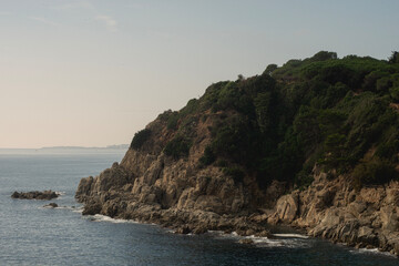 Spanish coast with rocks and horizon