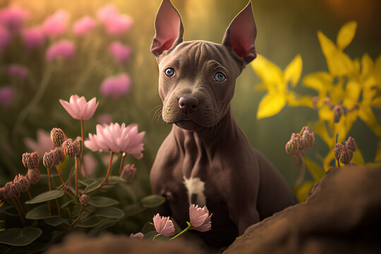 American Hairless Terrier Puppu, Cute dogs, Generative AI
