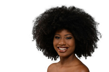 black woman smiling and looking at the camera
