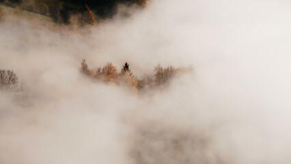 Foggy Landscape in Bosnia during autumn
