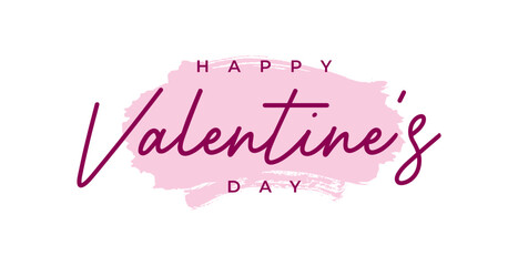 Valentines Day handwritten typography with pink hearts isolated white background