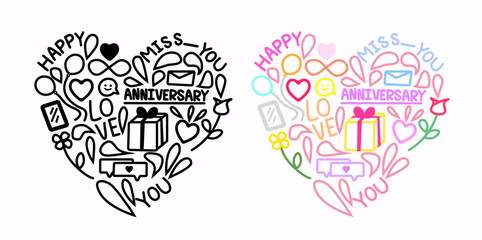 Heart vector design.  elements about love. There are 2 types of hearts, black and pastel. vector decorative design. Hand drawn heart. Vector and illustrator.
