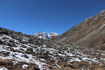 This final civilian destination before China's border offers scenic mountain views from 17,000 feet. at Zero Point, Yumthang, Sikkim, India