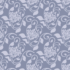 Vector seamless floral pattern with curve elegant elements