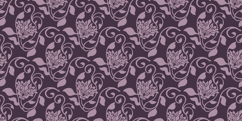  seamless floral pattern with curve elegant elements