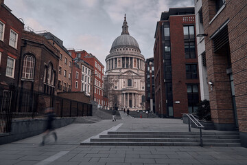 Fototapeta na wymiar St Paul’s Cathedral, London, low angle colour