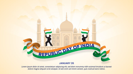 Indian republic day background with a flag and building