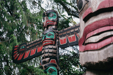 Totem poles by North American Native indians.