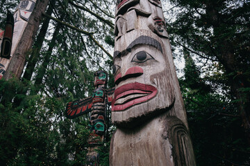 Totem poles by North American Native indians.