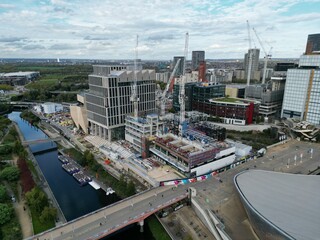 New  building development, universities UCL ,University College London, east bank, drone aerial view