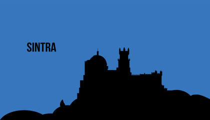 Obraz premium Sintra Portugal skyline silhouette vector illustration