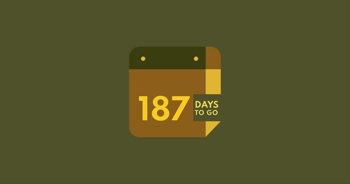 187 days to go calendar icon, 187 days countdown modern animation, Countdown left days