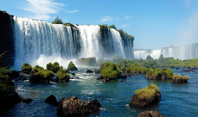 Iguazu waterfall seen from Brazil