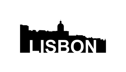 Obraz premium Lisbon Portugal skyline silhouette, Lisbon city vector illustration
