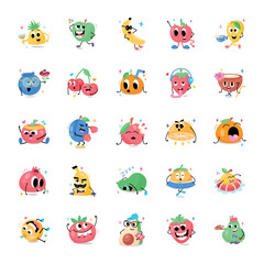 Happy Fruit Faces Flat Stickers

