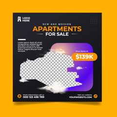 New and modern apartments instagram post template design