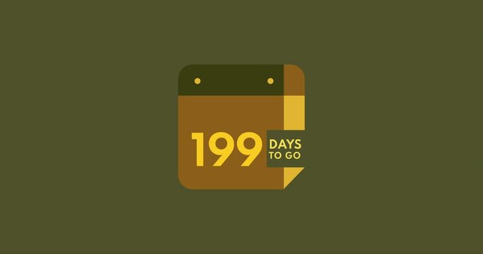 199 days to go calendar icon, 199 days countdown modern animation, Countdown left days