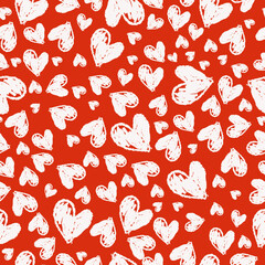 Hand draw hearts seamless pattern on Valentine's Day, wedding. Ivent decoration, wrapping paper, party, greeting cards, scrapbooking, print, gift wrap.