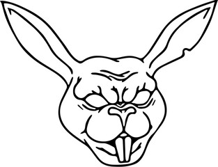 coloring page - evil rabbit head