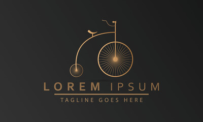 Obraz premium Simple Line Snail Bicycle Concept Logo Vector Template Design