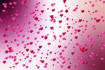 Happy Valentine Day design hearts on gradient background. Red hearts abstract banner, poster, wallpaper, invitation background. 