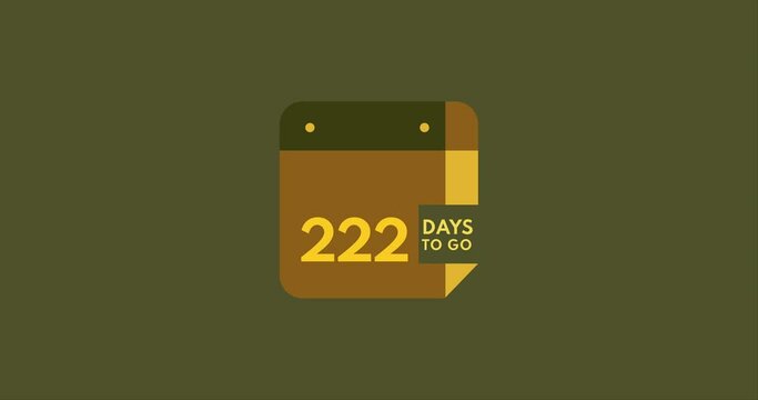 222 days to go calendar icon, 222 days countdown modern animation, Countdown left days