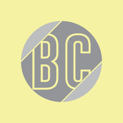 Unique artistic silver BC and gold color Background initial based Alphabet icon logo. Initial letter BC logo template. B C logo template.