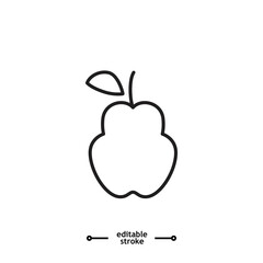 Fresh pear icon, Green pear fruit icon symbol logo illustration,editable stroke, flat design style isolated on white.