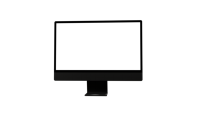 Computer monitor display with empty screen isolated on transparent background.