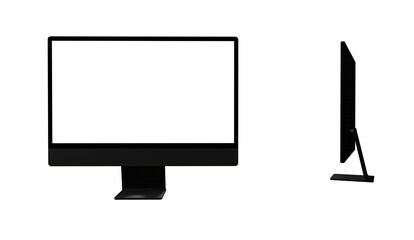 Computer monitor display with empty screen isolated on transparent background. - mockup