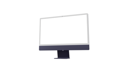 Computer monitor display with empty screen isolated on transparent background.