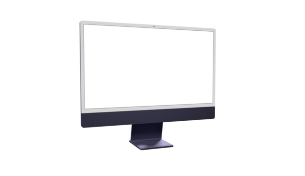 Computer monitor display with empty screen isolated on transparent background. - modern