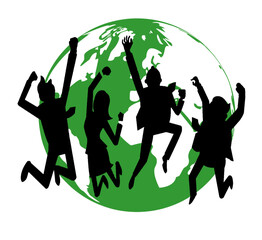 silhouettes of people dancing in action