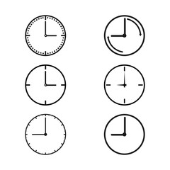 Set of thin line clock icons. Vector design.