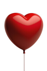 Plakat Valentines day celebration. Red heart shape balloon isolated on transparent background, PNG. AI generative